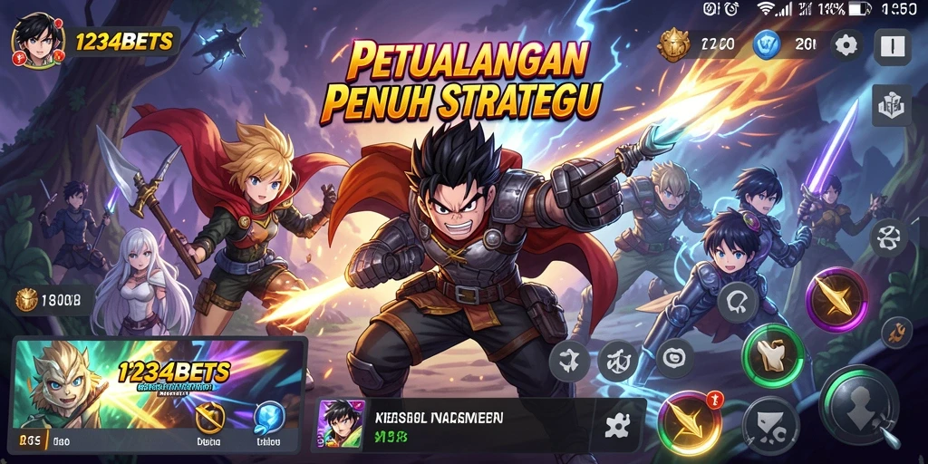 Screenshot menampilkan aksi seru dalam permainan 1234BETS bertema Anime.