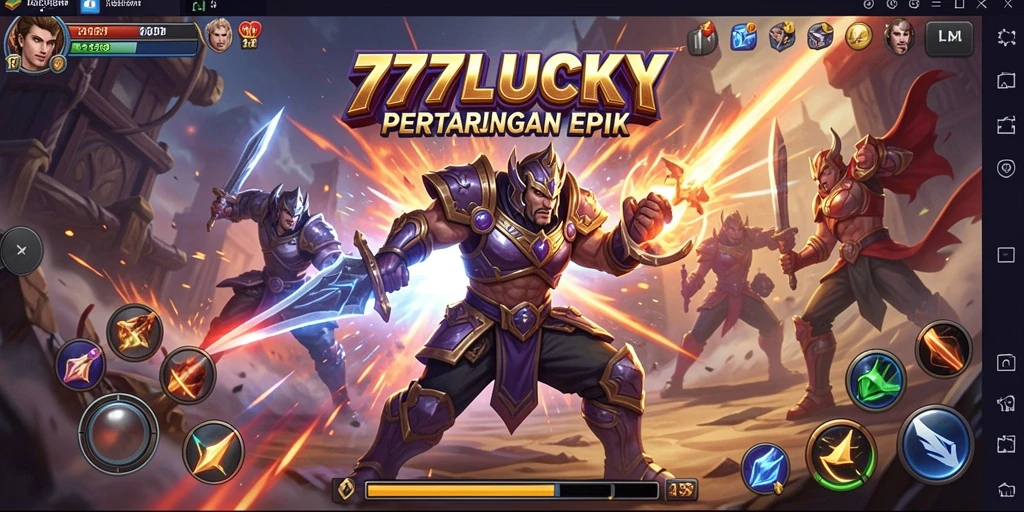 Tampilan pertarungan epik dalam gameplay 777LUCKY yang menggugah semangat.
