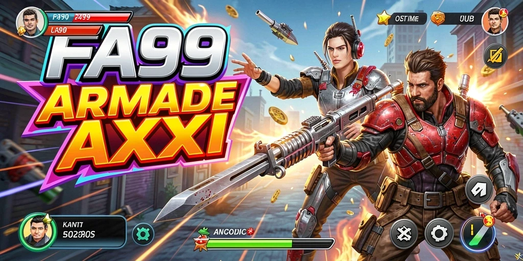 Screenshot utama FA99 menampilkan aksi seru dalam permainan Arcade.