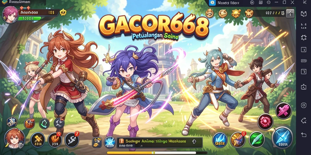 Tampilan gameplay GACOR668 yang penuh warna dan dinamis.