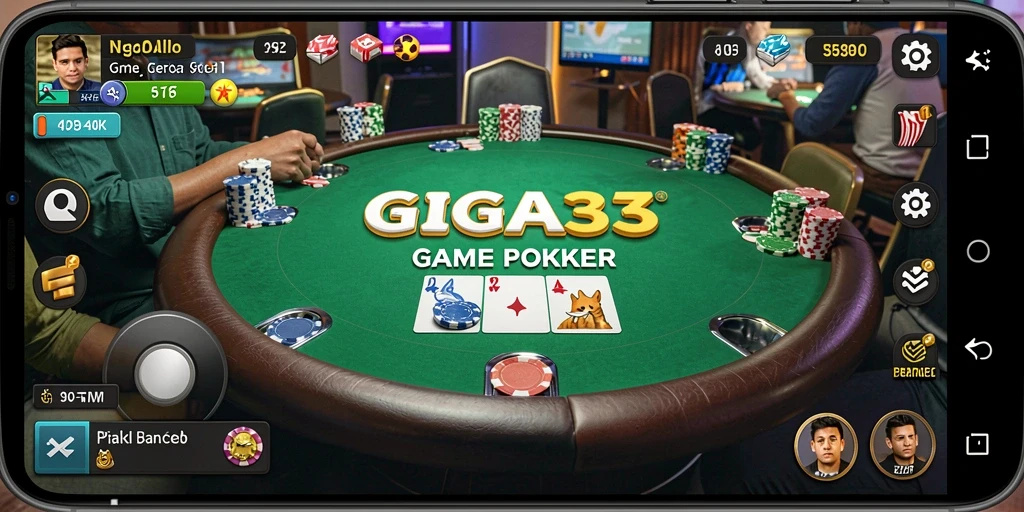 Tangkapan layar GIGA33 menampilkan pengalaman bermain poker yang mendebarkan.