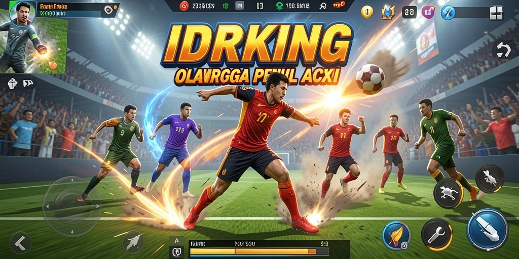 Tampilan gameplay IDRKING menunjukkan aksi olahraga yang mendebarkan.