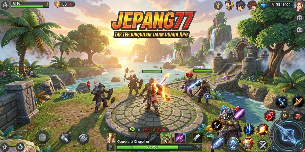 Tampilan screenshot JEPANG77 menampilkan aksi petualangan RPG yang epik.