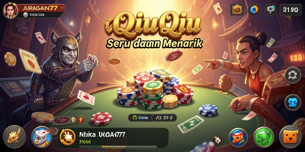 Tampilan gameplay seru dari JURAGAN77 saat bermain QiuQiu.