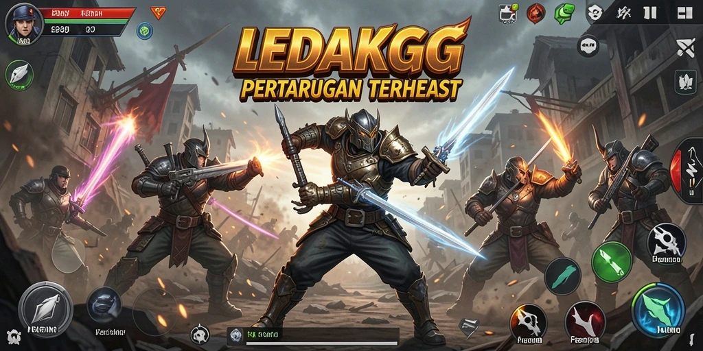 Gameplay seru yang menampilkan pertarungan karakter di LEDAKGG.