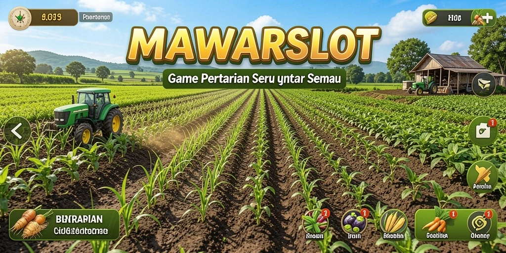 Tangkapan layar MAWARSLOT menampilkan aktivitas bertani yang seru.