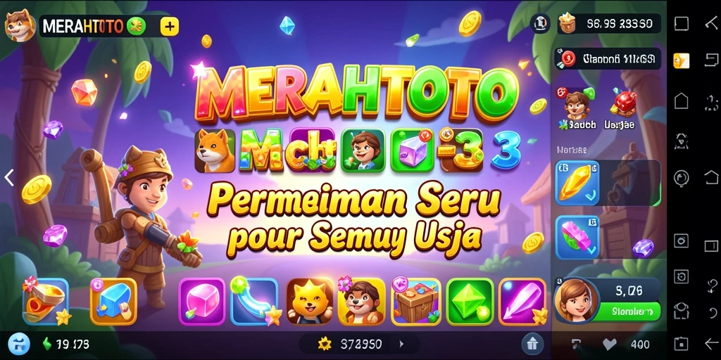Screenshot MERAHTOTO menampilkan gameplay seru dan penuh warna dari pertandingan Match-3.