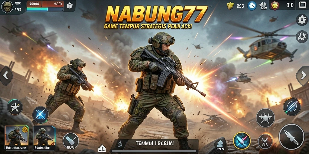 Screenshot gameplay NABUNG77 menampilkan serunya aksi tembak-menembak.