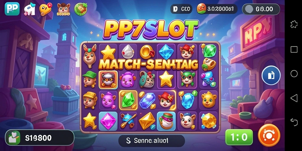 Tampilan gameplay menarik dari PP7SLOT dengan elemen Match-3.