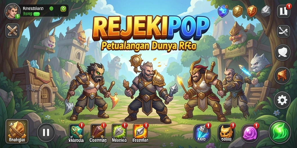 Screenshot gameplay REJEKIPOP menampilkan aksi seru karakter dalam pertempuran.