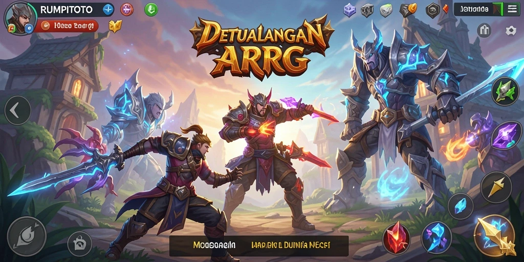 Tangkapan layar gameplay RUMPITOTO yang menunjukkan pertarungan mendebarkan dan eksplorasi dunia.