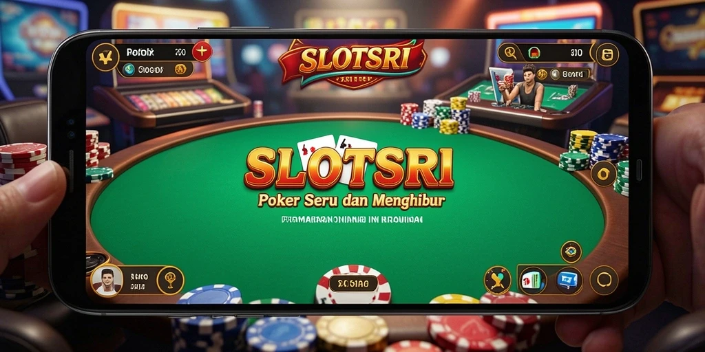Tampilan gameplay SLOTSRI dengan suasana poker yang nyata.