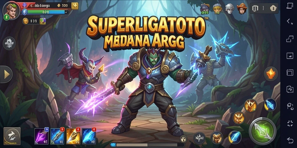 Screenshot gameplay SUPERLIGATOTO menampilkan aksi pertempuran yang mendebarkan.